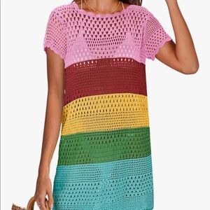 Rainbow Crochet Swimsuit Cover up